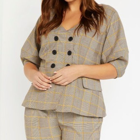 Eloquii Puff Sleeve Peplum Blazer - Picture 2 of 4